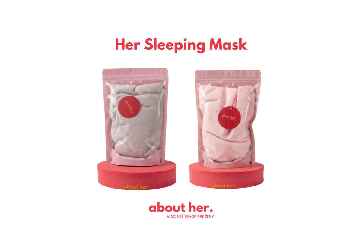 Sivá a ružová HER Sleeping Mask v originálnych obaloch AboutHer.